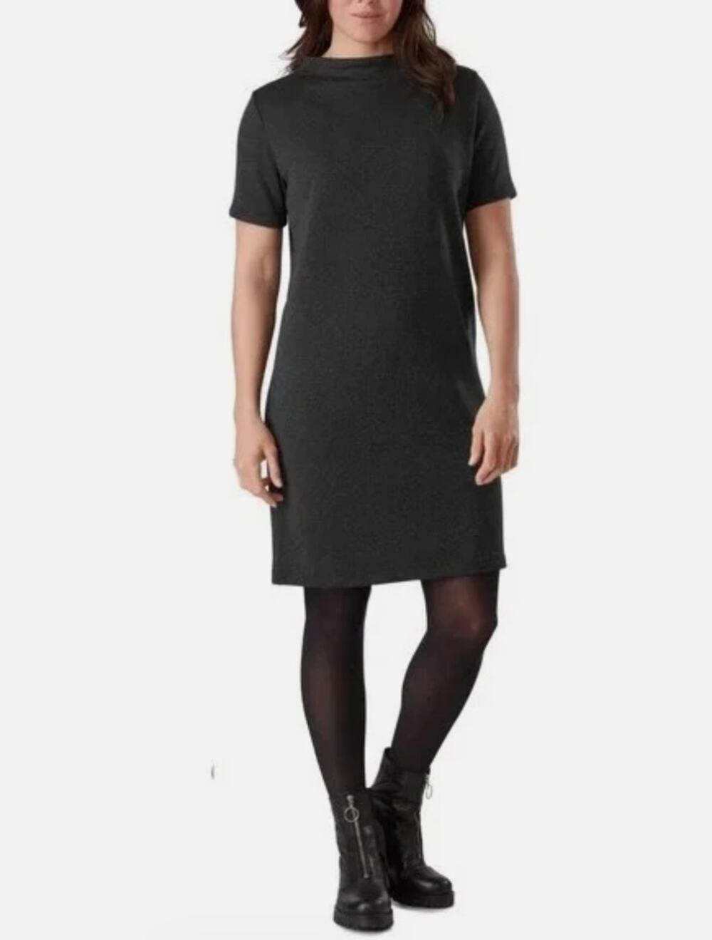 Arc'teryx Laina Dress Short Sleeves Mock Neck Black Heather Knit Sz Large